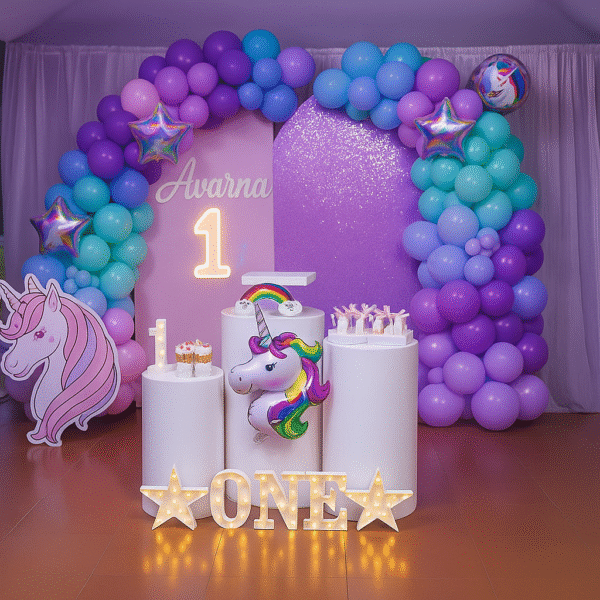 Magical Unicorn-Themed 1st Birthday Setup