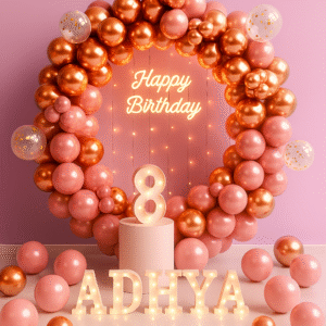 Elegant Rose Gold Balloon Ring Birthday Setup