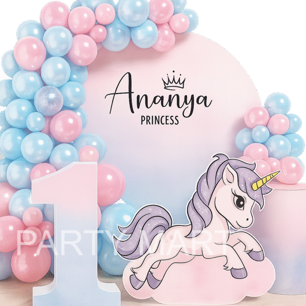 Pastel Pink & Blue Unicorn Birthday Backdrop