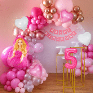 Pink Barbie-Themed 5th Birthday Decoration Setup
