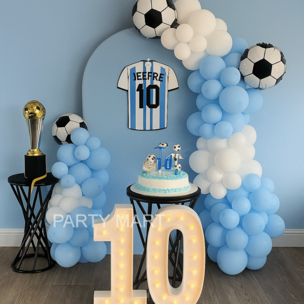 Blue Football Theme Birthday Decor for 10-Year-Olds