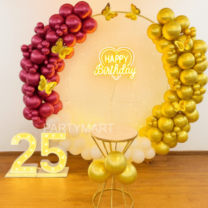 Golden & Burgundy Butterfly Birthday Setup