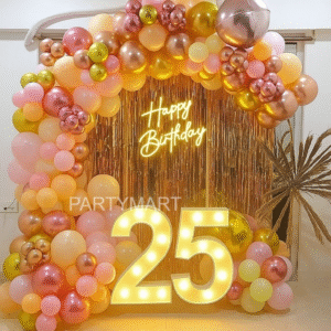 Rose Gold Balloon Archway Setup