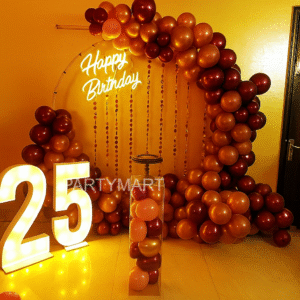 Burgundy & Gold 25th Birthday Balloon Arch Decor