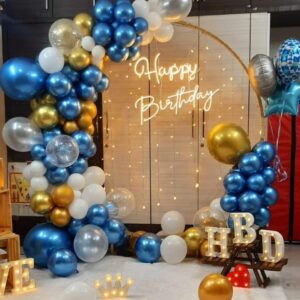 Blue, White and Gold Theme Birthday Decoration