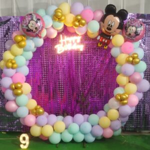 Mickey and Minnie Mouse Pastel Balloon Ring Decoration