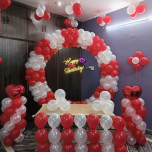 Red and White Balloon Ring Birthday Decoration
