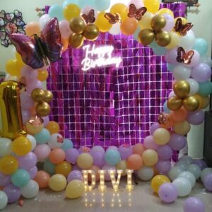 1st Birthday Pastel Butterfly Birthday Balloon Ring Decoration