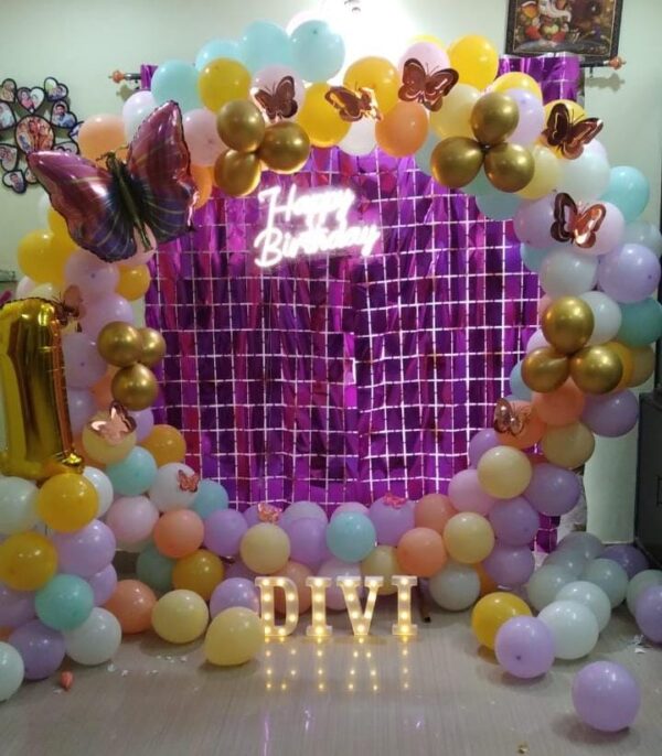 1st Birthday Pastel Butterfly Birthday Balloon Ring Decoration
