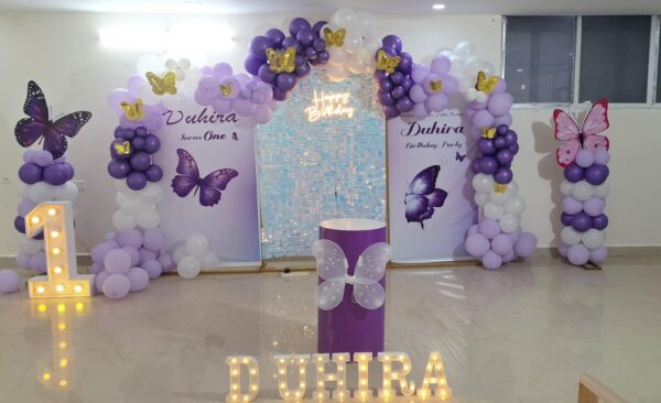Butterfly-Themed First Birthday Decoration for Baby Girl